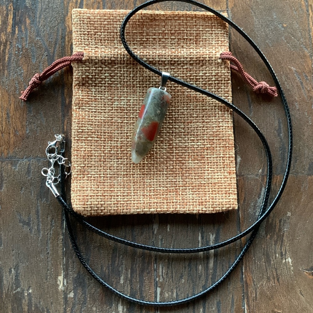 Bloodstone Bullet Necklace Crystals for Men Unisex Crystal Necklace Aries Gift